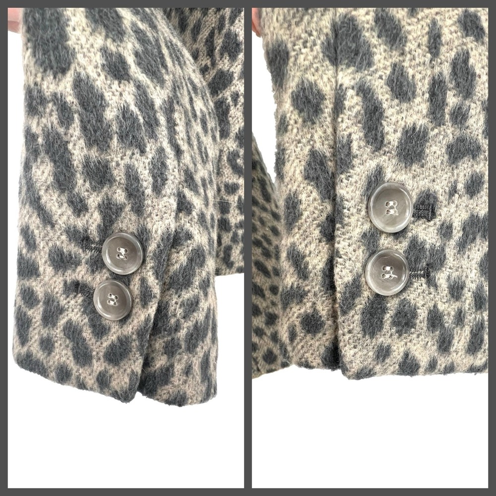 Ann Taylor Loft Womens Blazer 2 Brown Office Animal Print Mob Wife Tailored Wool - Picture 3 of 8